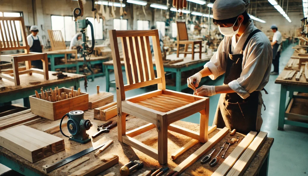 工場で作られている家具
